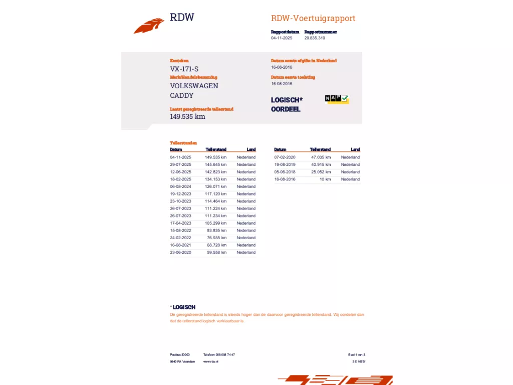 Volkswagen Caddy 2.0 TDI L1H1 Trendline BTW / NL Auto / Euro 6